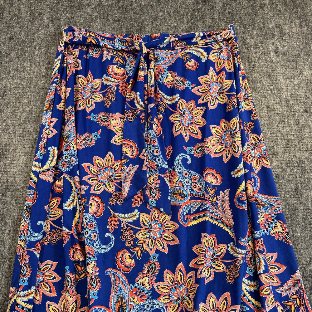 Blue Floral Maxi Skirt XL 29 long